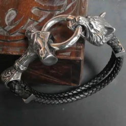 Wolf Thorshammer Armband Leder mit Edelstahl Klick Verschluss
