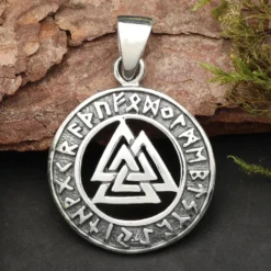 Wotans Knoten Schmuck mit Runen Anhänger 925 Silber