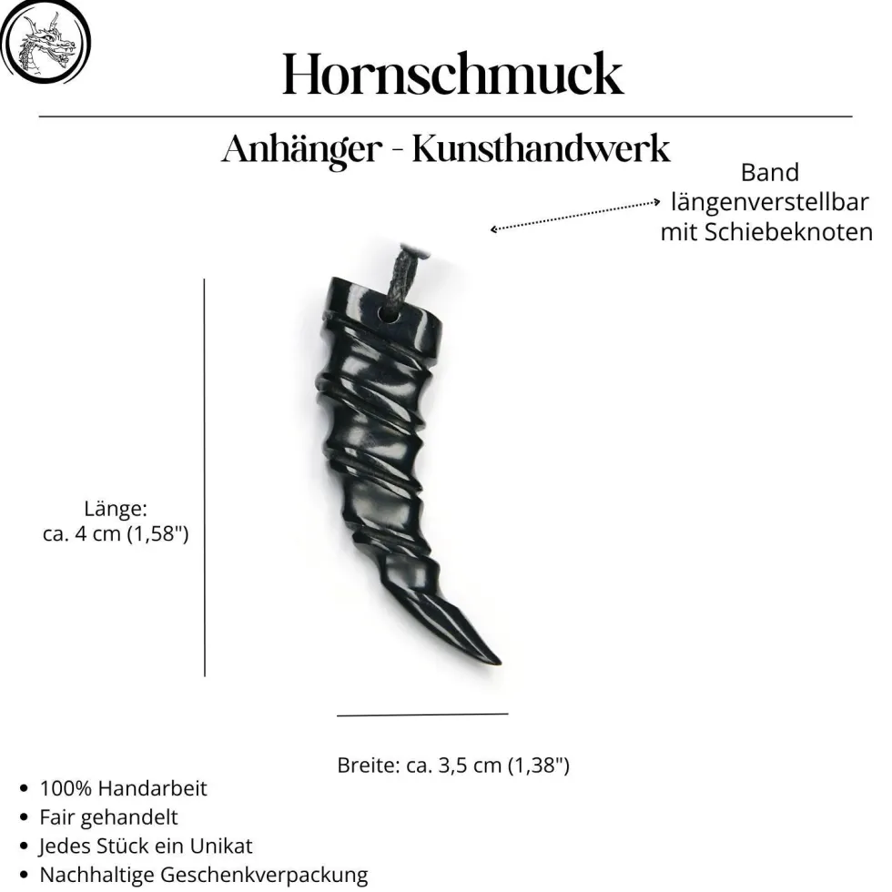 Zahn Hornschmuck Anhänger Kette Anhänger