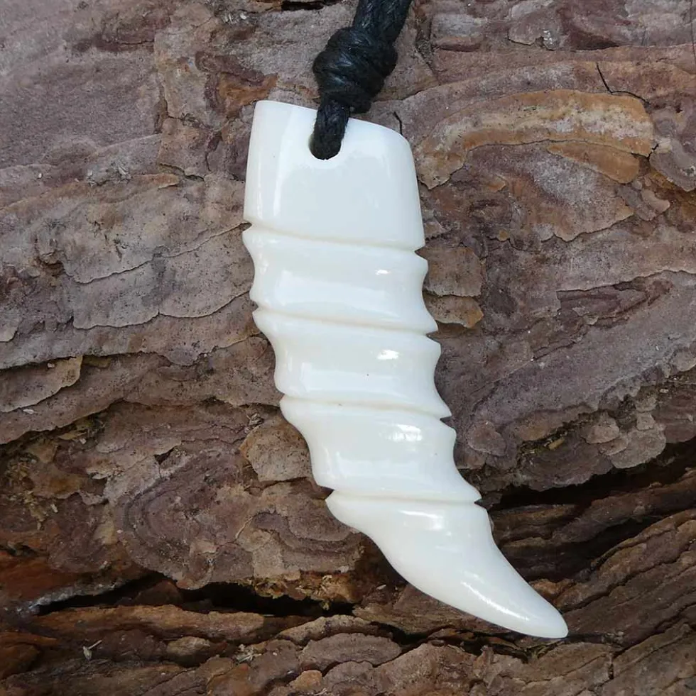 Zahn Schmuck aus Knochen Kette Anhänger