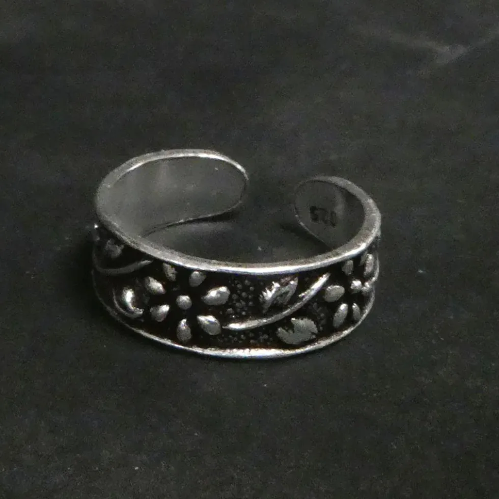 Zehenring Blume Schmuck Sommer 925 Silber Fußschmuck