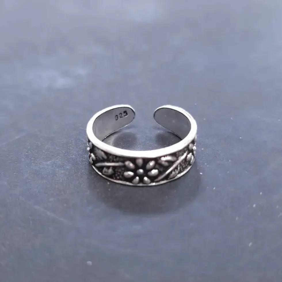 Zehenring Blume Schmuck Sommer 925 Silber Fußschmuck