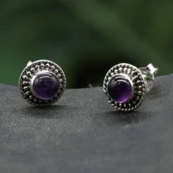 Zeitlose Ohrstecker Amethyst Damen Ohrring 925 Silber (Paar)
