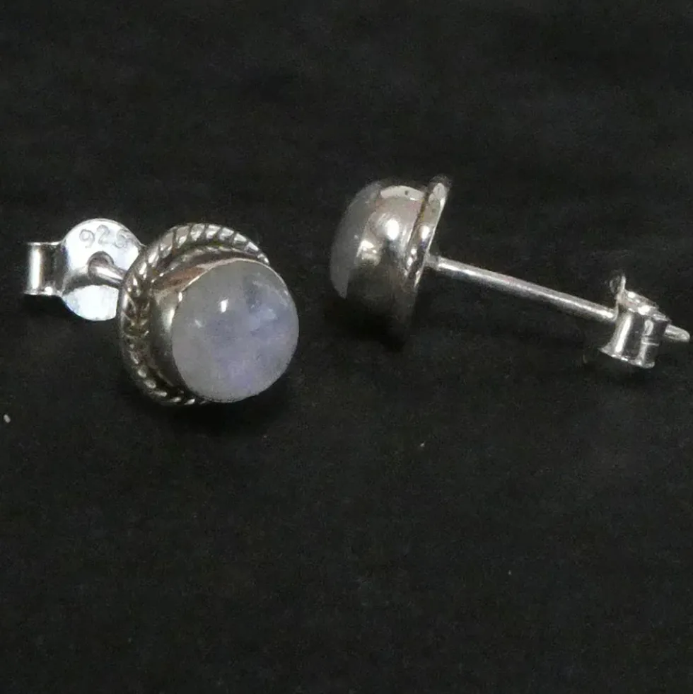 Zeitlose Ohrstecker Mondstein Ohrring 925 Silber