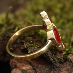 Zeitloser feiner Zirkonia Ring Damen Schmuck Messing Granat